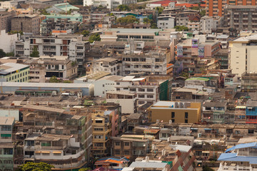 An aeriel view of the densely populated and congested city in Ba