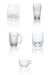 big glassware collection isolated on a white background