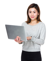 Asian woman use of laptop computer