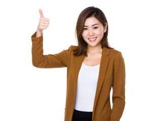 Asian businesswoman with thumb up