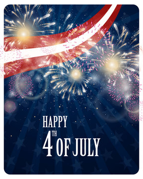 Vector Illustration of an Abstract Independence Day Background with Firework