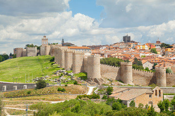 Medieval walls of historical city Avila, Spain