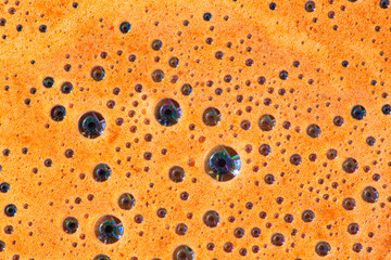 fresh brewed coffee foam macro shot