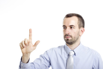 Young buinessman touching