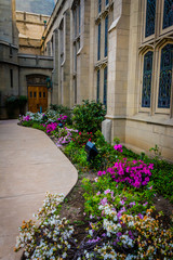 Fototapeta premium Gardens and church in Pasadena, California.