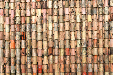 ancient traditionals tiles covered by fungus and foam pattern