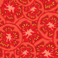 Sliced tomato seamless pattern vector illustration