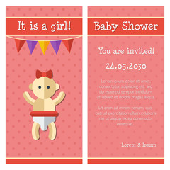 Illustration of flat design cute baby shower template