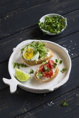 sandwiches with cheese, tomatoes and egg