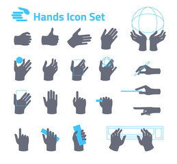Hands icon set for website or application. Flat design - 84272660