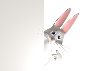 Hase Osterhase 3D weiß zeigen Comic