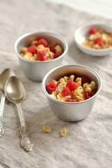 cottage cheese with raspberries and biscuits 
