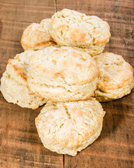 Fresh baked warm biscuits stacked