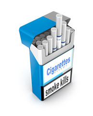 Cigarettes pack 3D illustration isolated over white