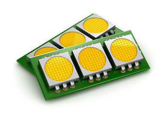 LED chip panels over white, 3D illustration