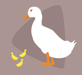 duck with ducklings on brown