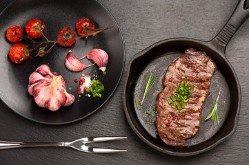 Grilled Ribeye steak entrecote on pan