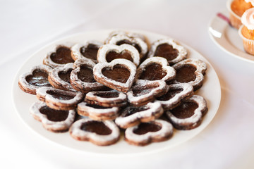 Heart shaped buscuits on the plate