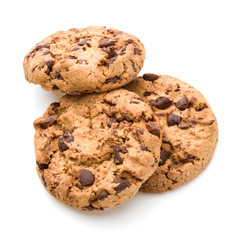 Chocolate cookies isolated on white background cutout