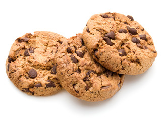 Chocolate cookies isolated on white background cutout