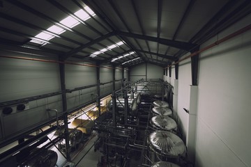 Industrial interior of an alcohol factory
