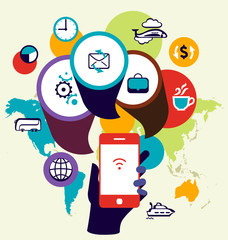 Mobile phone device seo optimization. Business concept illustrat