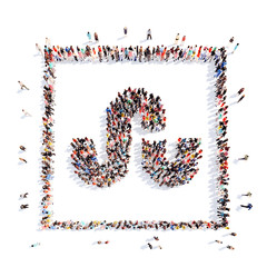 people in the shape of media icons.