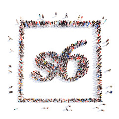 people in the shape of media icons.