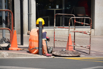 obrero descansando en el trabajo