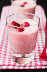 fresh homemade smoothie with strawberry and banana