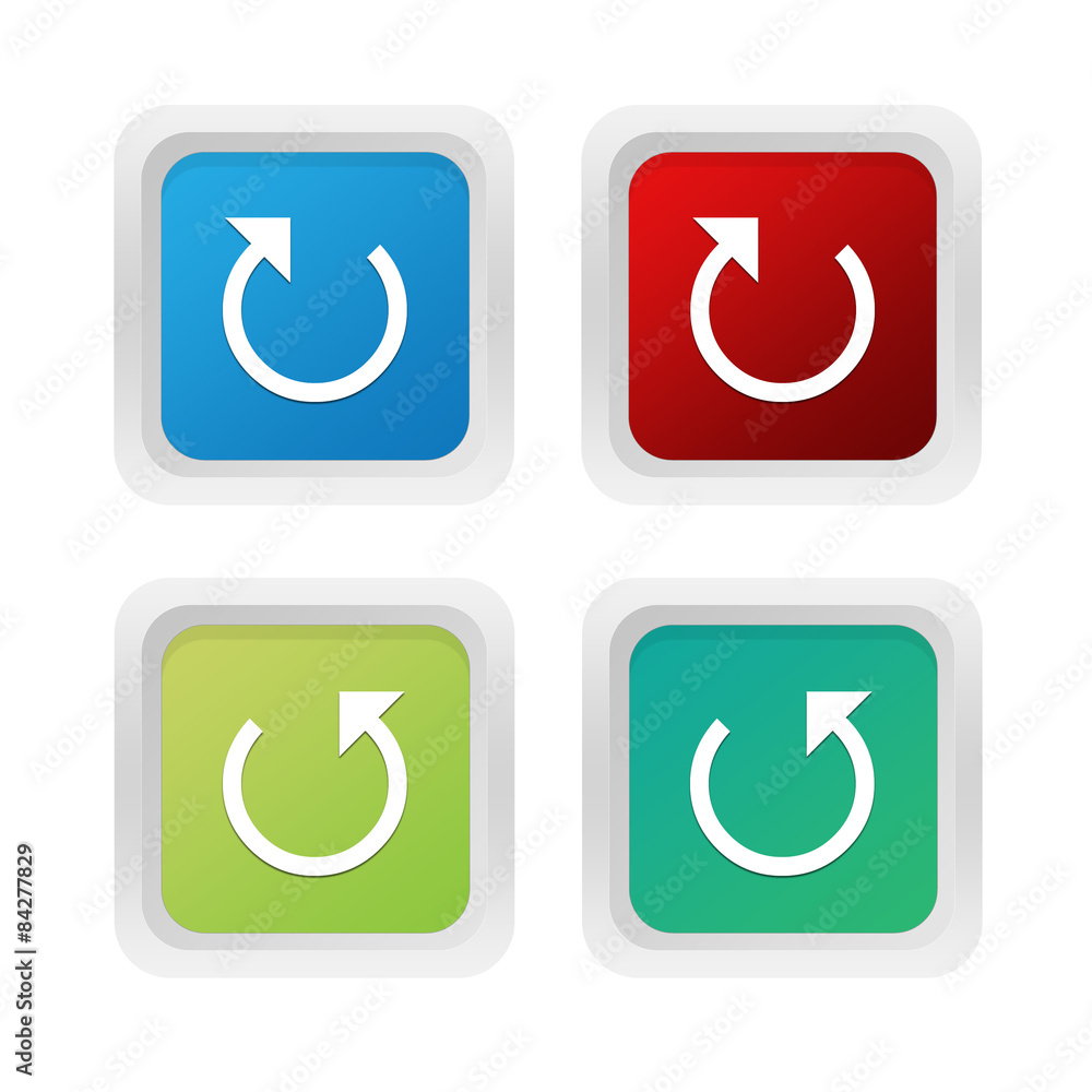 Poster set of squared colorful buttons with arrow symbol