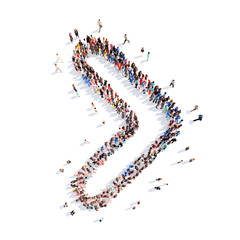 People in the form of arrows.