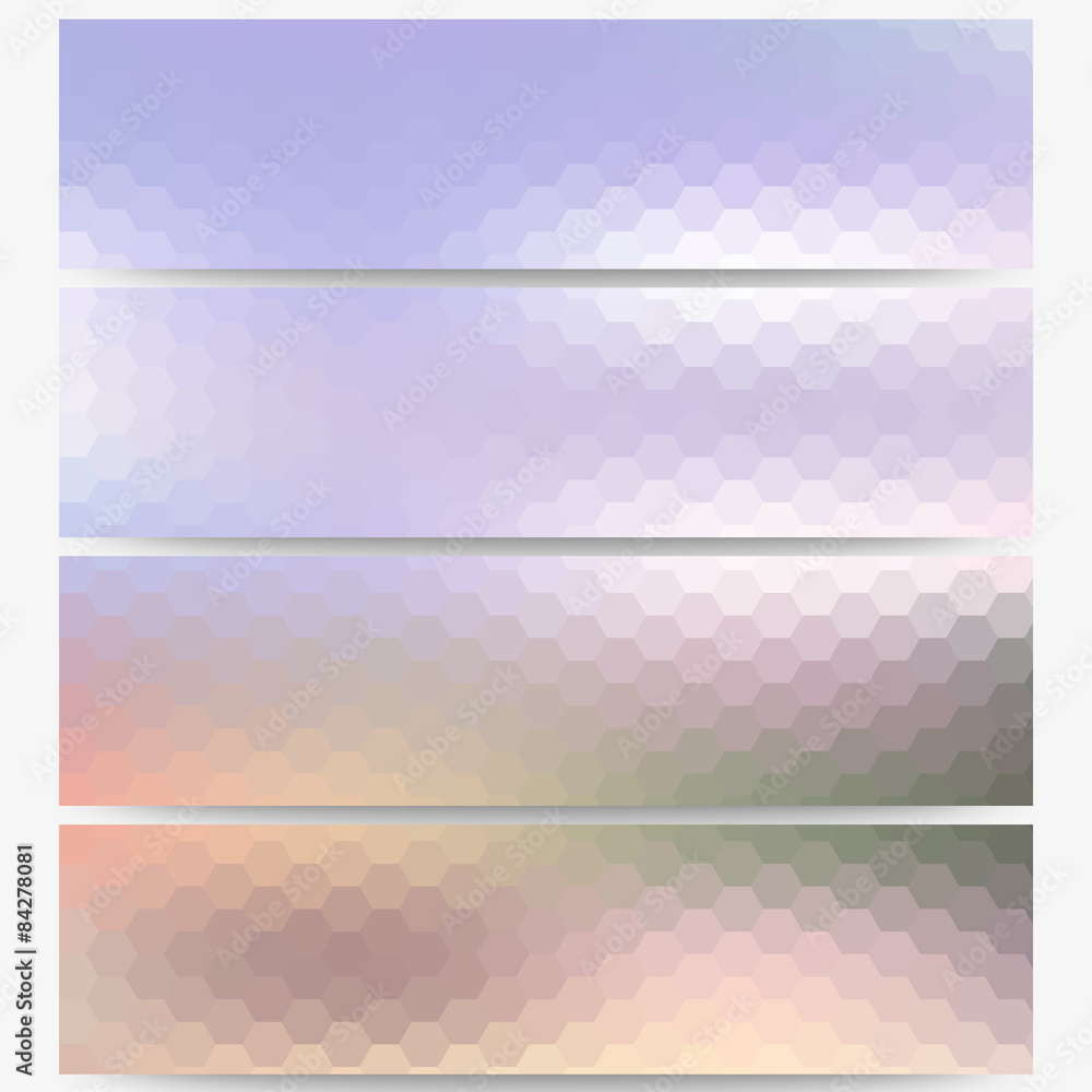 Poster abstract hexagonal headers set, blurred design vector