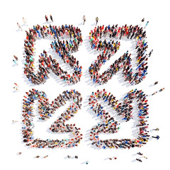 People in the form of arrows.