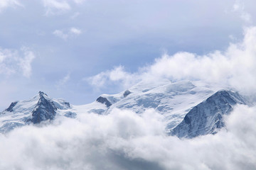 Fototapeta na wymiar Mont Blanc in the clouds