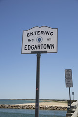 Entering Edgartown sign on Martha's Vineyard in Massachusetts