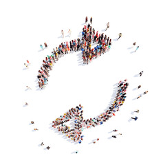 People in the form of arrows.