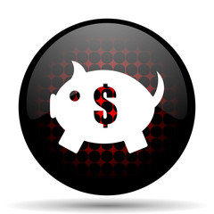 piggy bank red glossy web icon