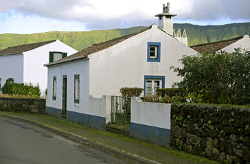 Fototapeta na wymiar Small Azores town of Sete Cidades on San Migueil Island.