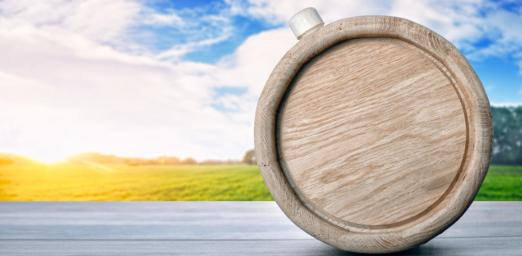 Wine barrel on the natural background