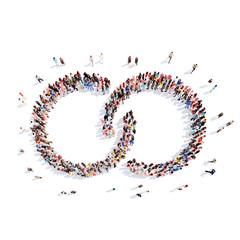 people in the shape of a chain.