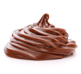Chocolate cream swirl isolated on white background cutout