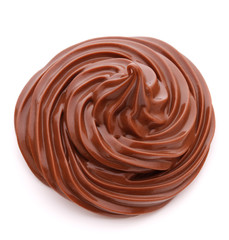 Chocolate cream swirl isolated on white background cutout
