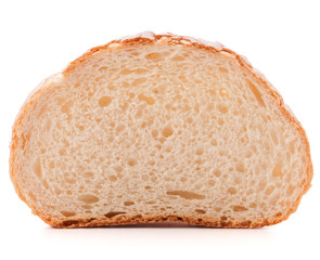 Hunk or slice of fresh white bread isolated on white background