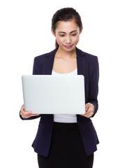 Fototapeta premium Businesswoman use of laptop computer
