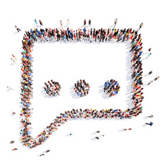 People in the shape of a chat bubble.