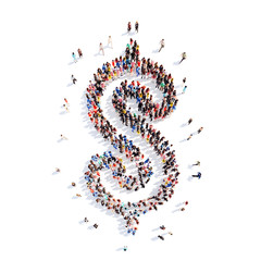 people in the shape of sign Dollar.