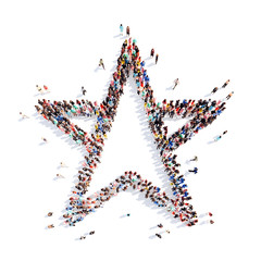 people in the shape of a star.