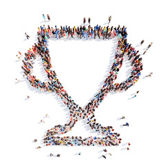  people in the shape of a cup.