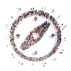 people in the shape of a compass.